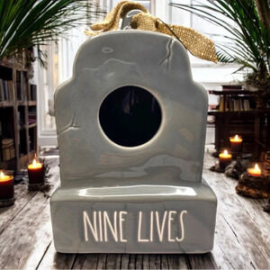 NWT RAE DUNN Tombstone Nine Lives Bird House & Feeder